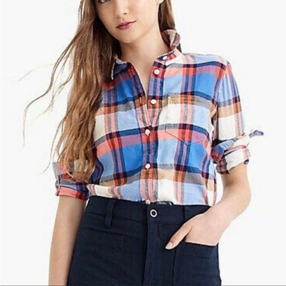 J. Crew classic- fit boy shirt Pacey Plaid. Size 0.